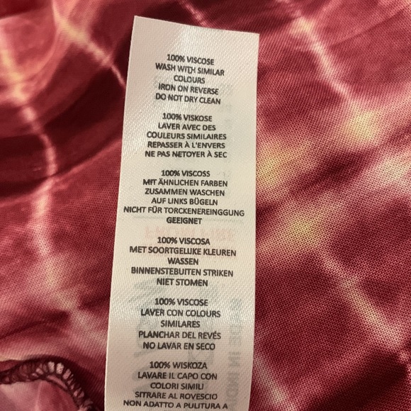 NWT Nasty Gal Tie Dye Open Tie Back Flared Sleeve Mini Dress Magenta Yellow 2 - Picture 10 of 10